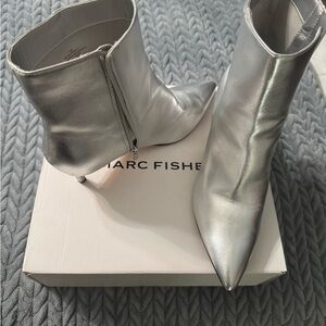 Marc Fisher Metallic Silver Heeled Boots